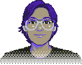 Pixel-art portrait of Dana Hernández with glasses